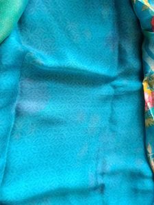 Blue Floral Print Saree