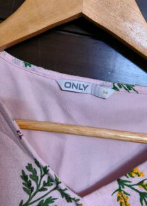 Only Brand Women Pink Floral Elastic Peplum Top