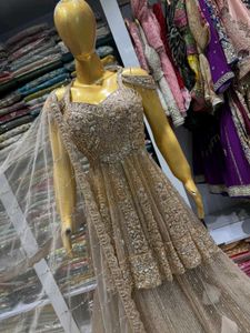✨️champagne gold peplum lehenga Set✨️