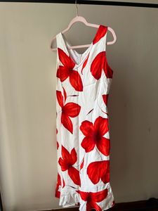 Red Floral Midi Dress