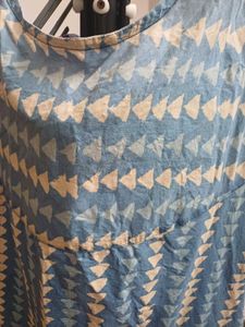 Blue Printed Cotton Nighty