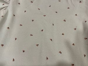 Creamy Floral Print Puff Sleeve Top