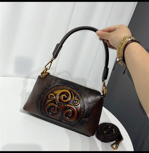 Vintage Embossed Leather Shoulder Bag
