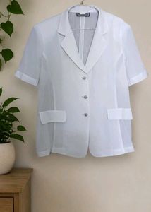 Short Sleeve White Blazer