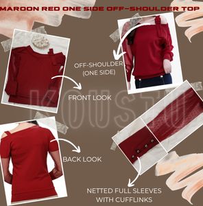 Mitaha Maroon One Side Off-shoulder Top