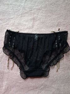 Lace Trim Black Panties
