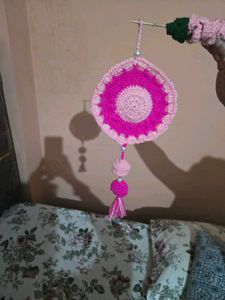 Handmade Pink Crochet Dreamcatcher