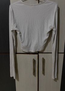 H&amp;M Ribbed Long Sleeve Crop Top