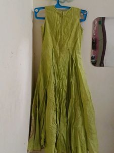 Green Ethnic Gown with Gold Embroidery