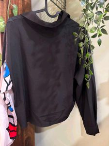 Vintage 1997 Abstract Face Print Tie-Knot Top