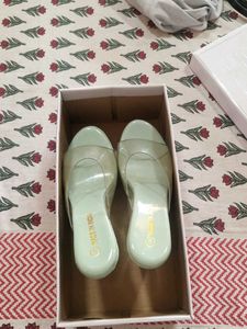 Mint Green Clear Strap Flats