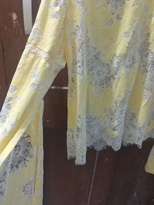 Yellow Lace Bell Sleeve Top