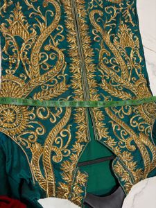 Elegant Teal &amp; Gold Embroidered Kurta Set