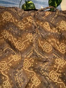 Elegant Brown Ethnic Print Skirt