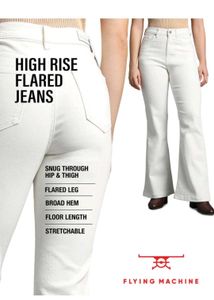 Flying Machine White Bootcut Jeans