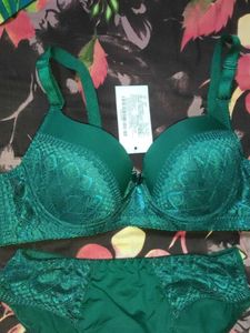 Emerald Green Lace Bra &amp; Panty Set