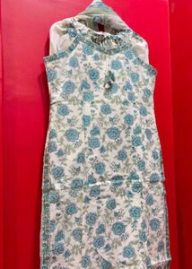 Floral Print Kurta Set with Dupatta spaghetti patt