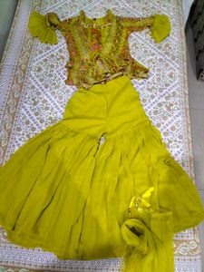 Vibrant Printed plazo set and shrug