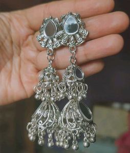 Oxidized Silver Jhumka - Coins only