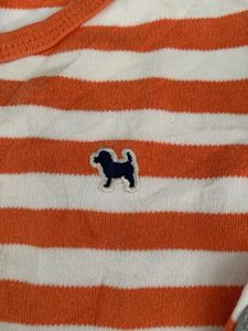 Orange &amp; White Striped Long Sleeve Top
