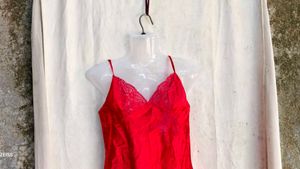 I. Lace Trim Red Cami Top