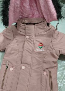 Pink Fur Hooded Jacket for Girls
