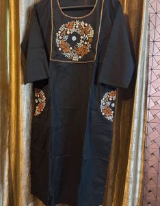 Black Embroidered Kurta Set