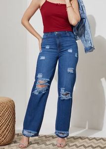 Distressed Blue Denim Jeans