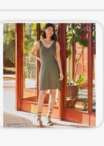 Olive Green V-Neck Sleeveless Mini Dress