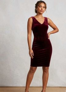 Elegant Burgundy Velvet Dress