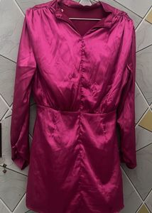Pink Satin Mini Dress