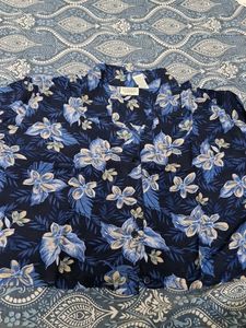 Blue Floral Print Button-Up Shirt