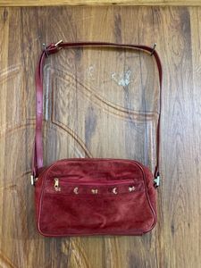 Stylish Red Suede Crossbody Bag