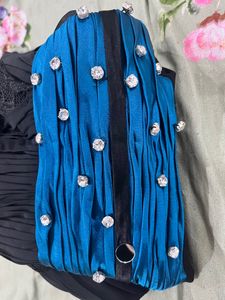 Black Gown With Blue Belt Look
