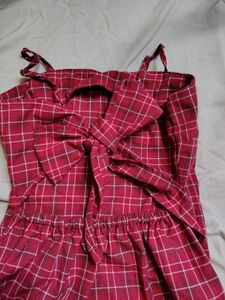 Red Plaid Button-Up Dress