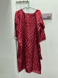 Red Bandhani Kurta