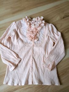 Elegant Pink Ruffle Blouse