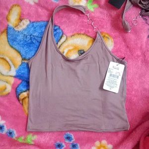 S size Mauve Halter Top with Ring Detail