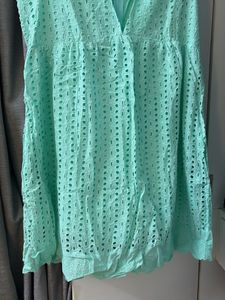 Eyelet V-Neck Mini Dress