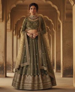 Stunning Olive Green Lehenga Choli set