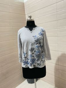 Vintage glitter Floral Print Top
