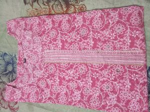 Pink Embroidered Cotton Kurta