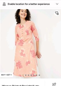 Max Peach Floral Print Kurta L size