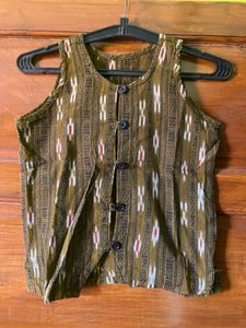 Boho Print Sleeveless Button-Up Blouse
