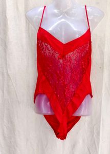 Red Lace Trim Bodysuit
