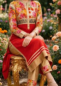 Vibrant Floral Print Kurta Set