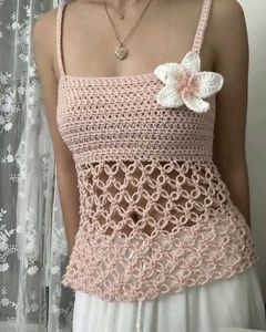 Crochet Stylish Pink Top 🌸