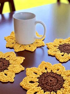 Sunflower Crochet Coasters (Set of 4)
