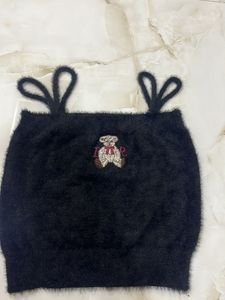 Cute Hot Black Fuzzy Bear  Top