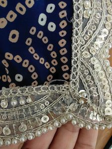 Elegant Navy Blue Bandhani Saree